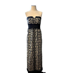 Nicole Miller Collection Dress - Silk Blend, Strapless, Black & Ivory, Size 2